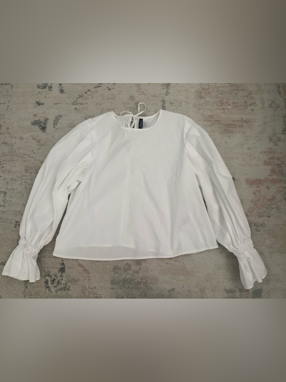 H&M White Long-Sleeve Tie-Back Blouse